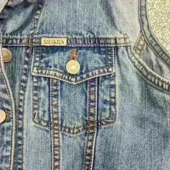 1990S Stockton jean vest size med - Picture 3 of 5